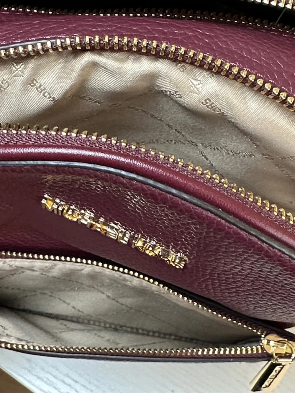 NWT Michael Kors Adina Merlot Leather MD Backpack with Gold Hardware - Picture 13 of 14